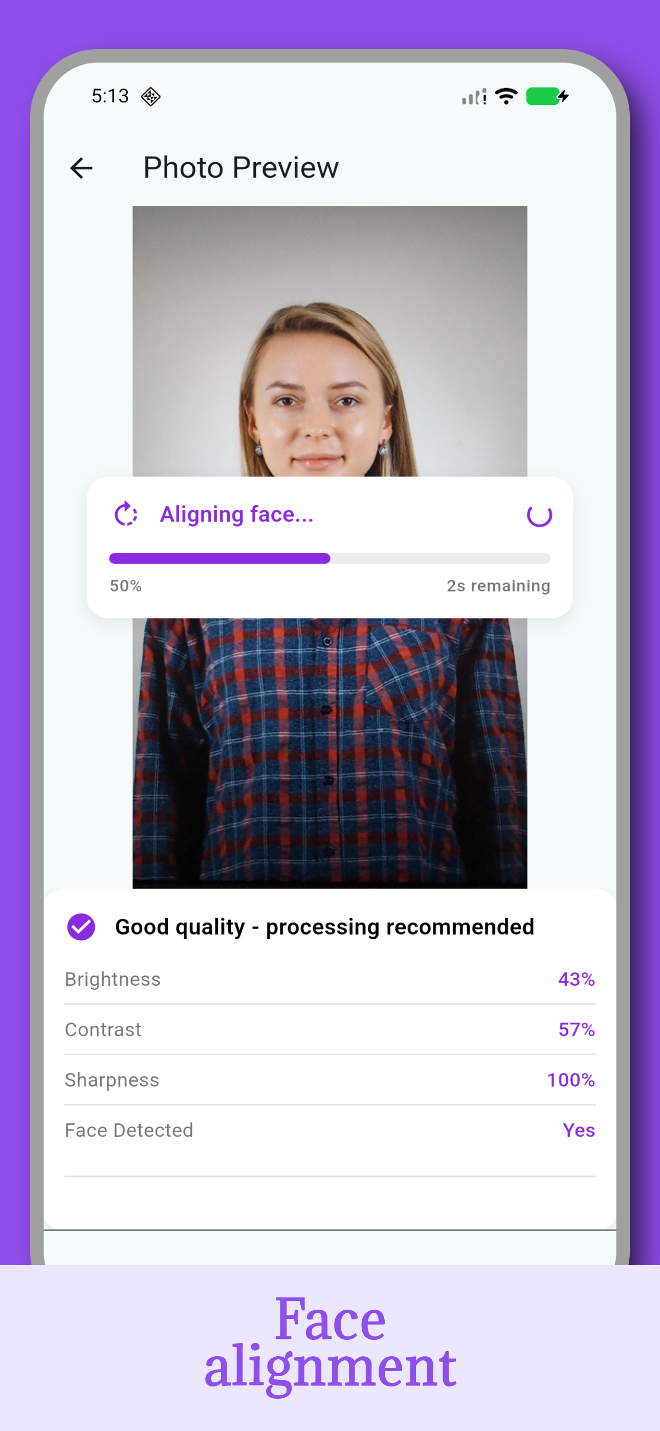 Face alignment feature